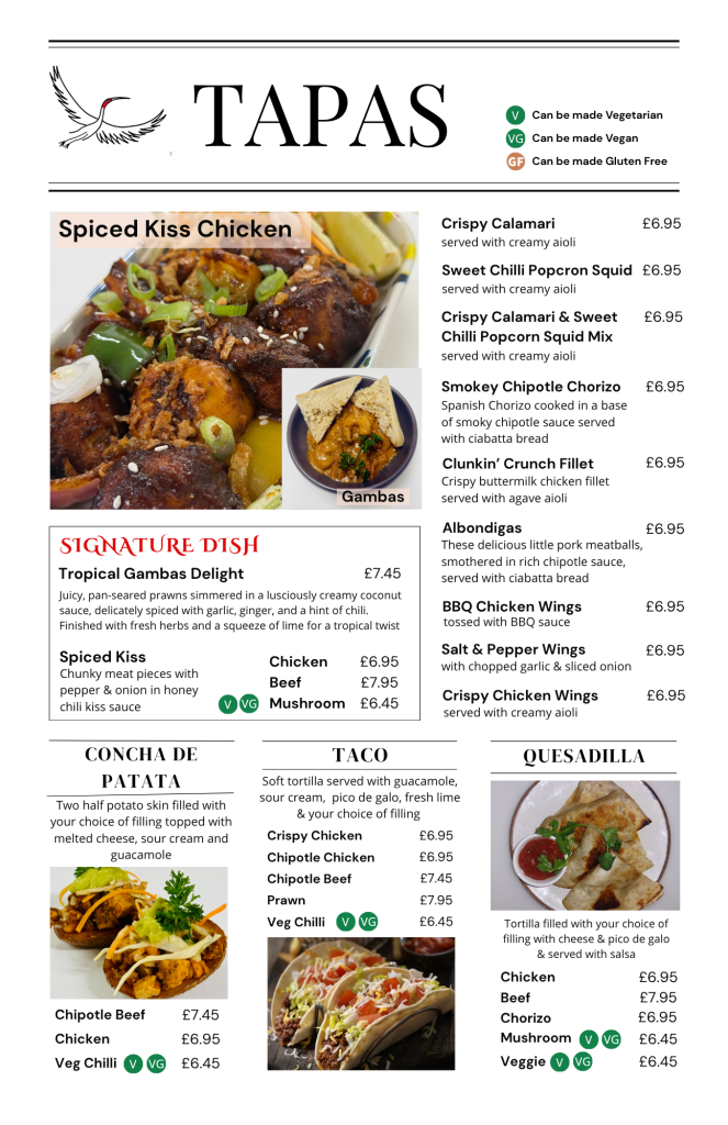 Tapas Menu page 1
