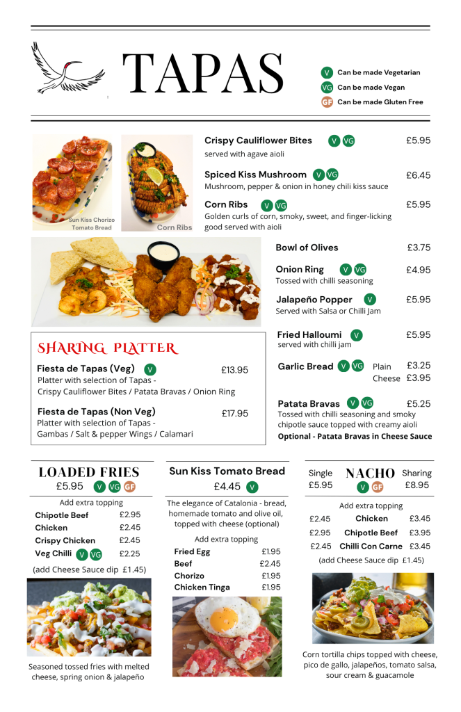 Tapas Menu Page 2